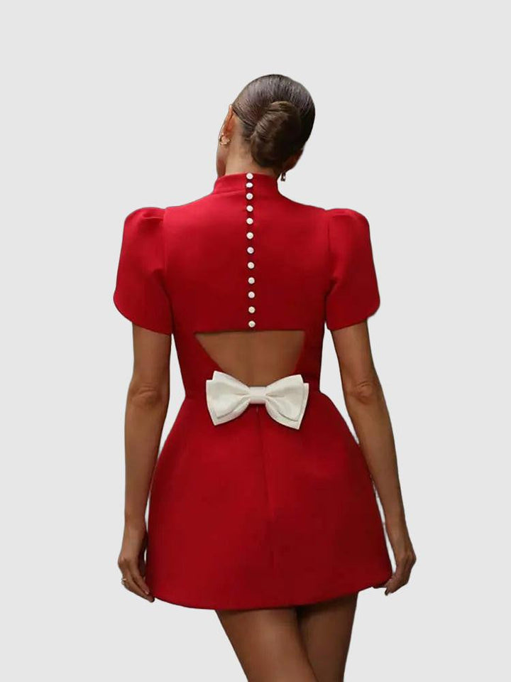 Red Cut-Out Bow Mini Dress