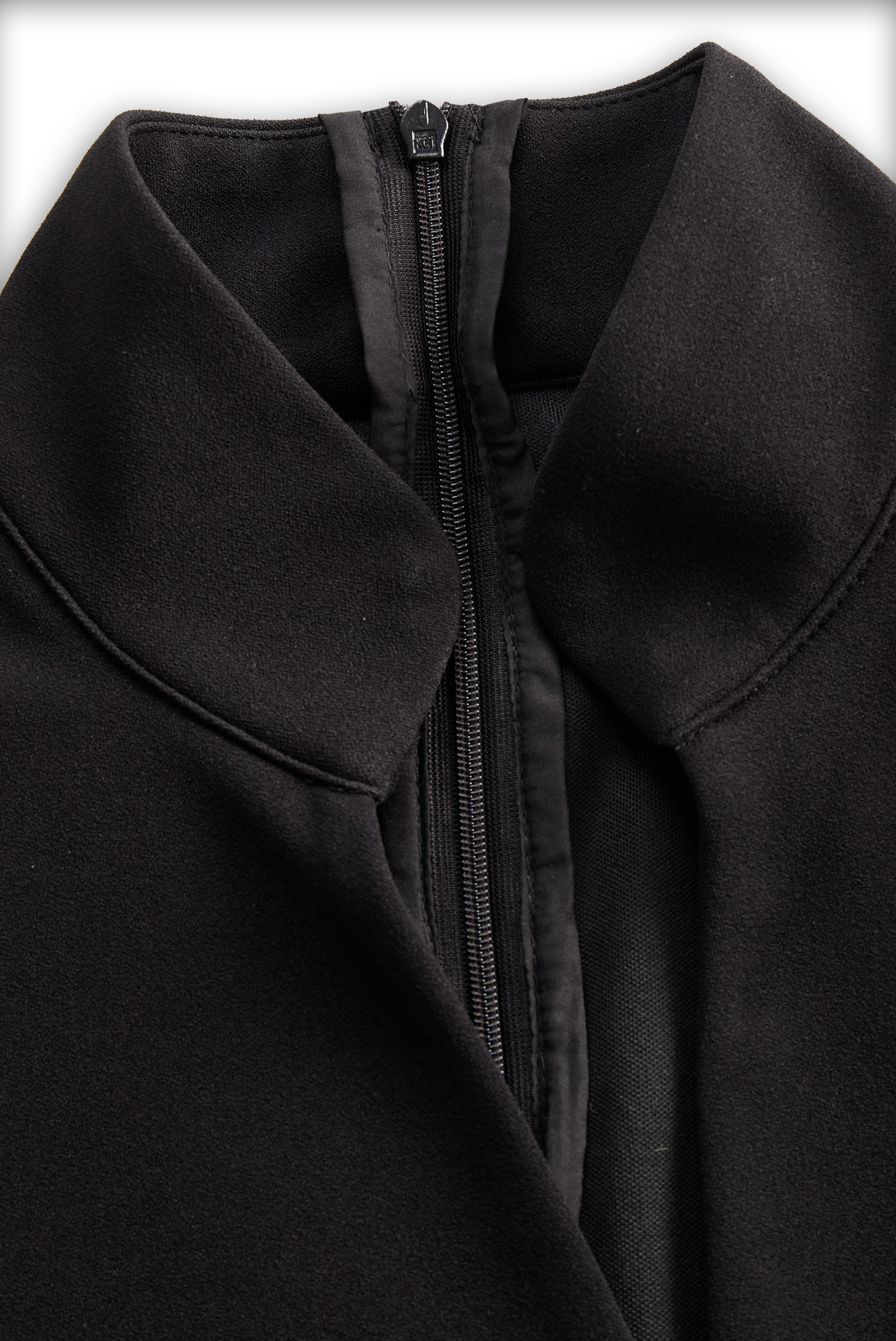 Black Sheath Dress | Belted Waist | Mandarin Collar | Refined Modern Elegance