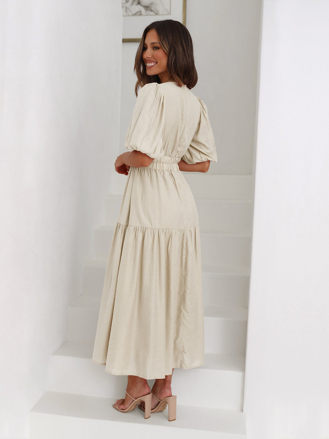 Noelle Puff Midi Dress
