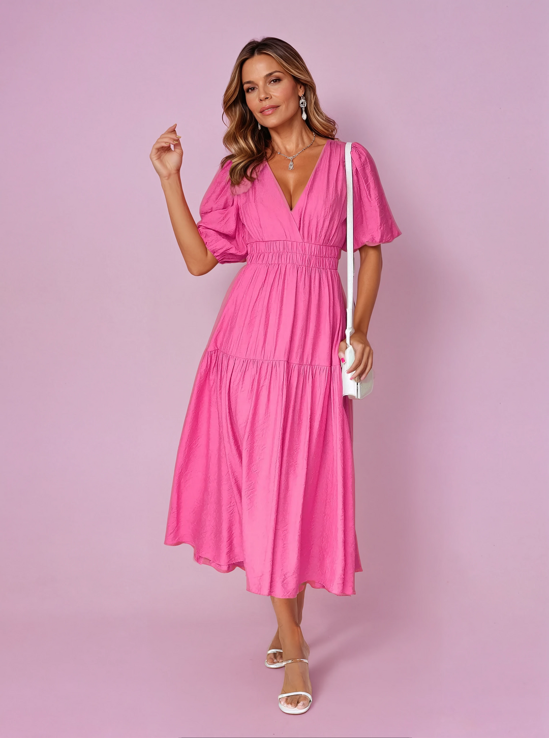 Noelle Puff Midi Dress