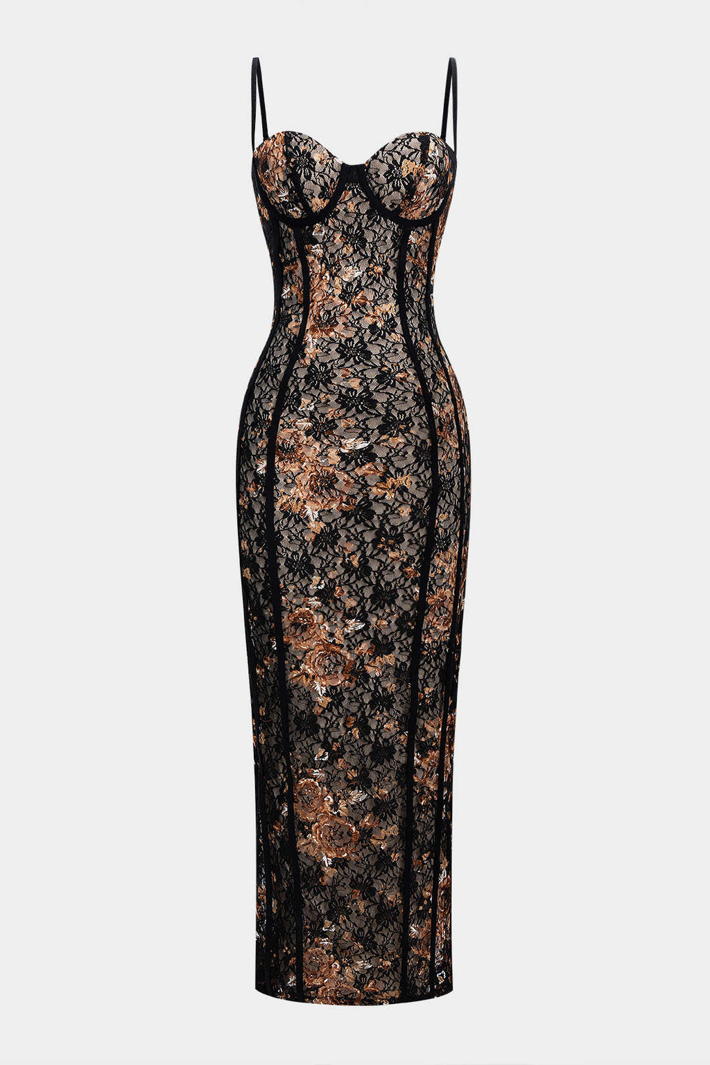 Evelina Floral Lace Patchwork Maxi Dress