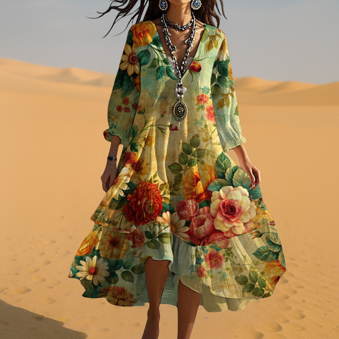 Jennifer Vintage Boho V-neck Dress