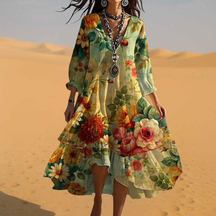Jennifer Vintage Boho V-neck Dress