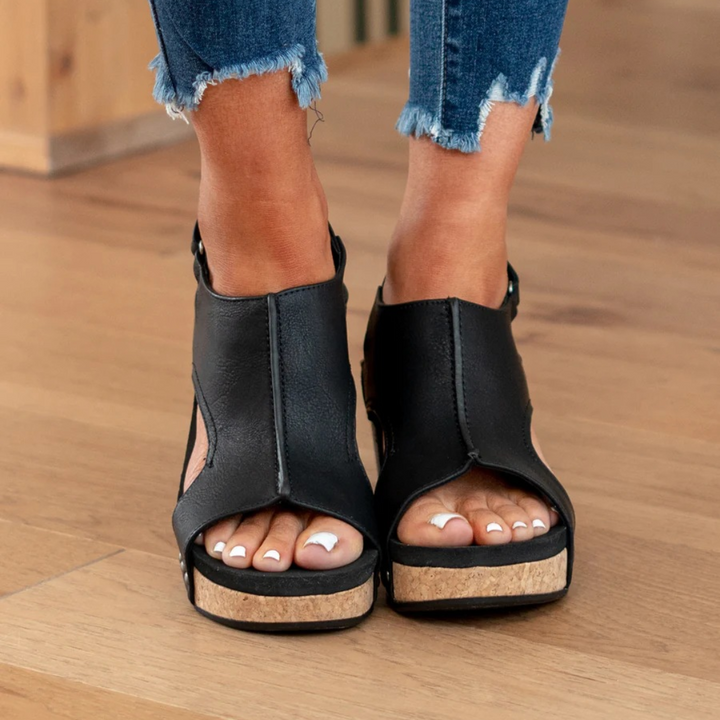 Linda Suede Wedge Sandals