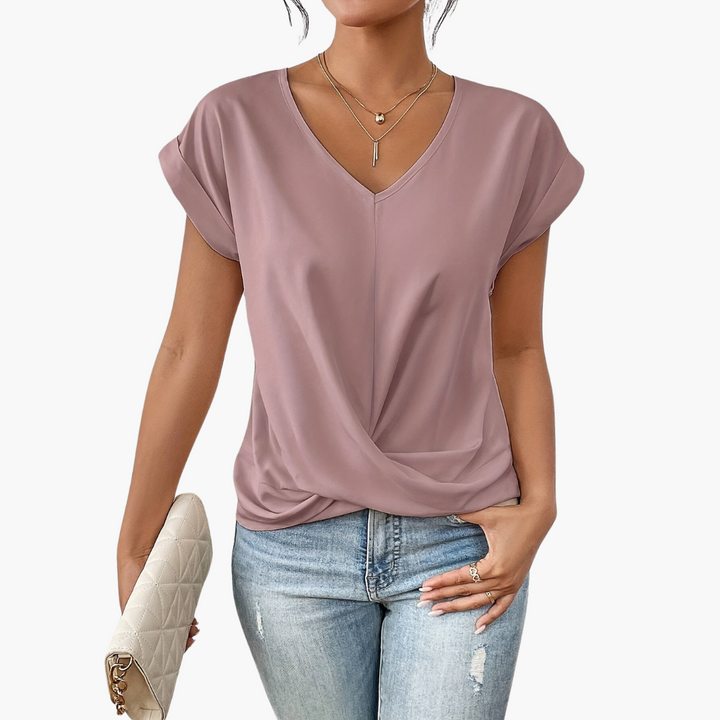 Amalia V Neck Twist Hem T Shirt