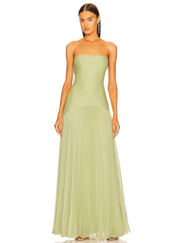 Sage Pleated Maxi Dress