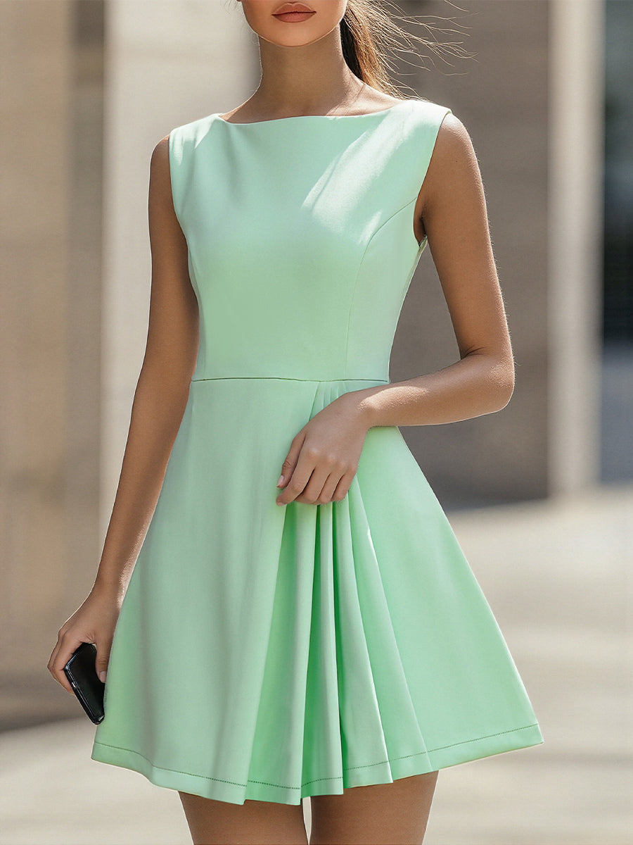 The Colette Dress - Pleated A-Line Mini with Sleeveless Lightweight Fit