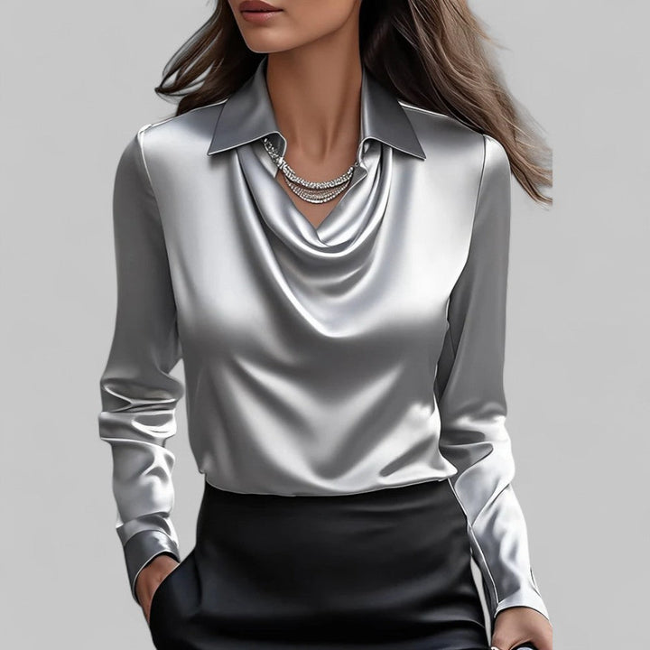 Serelise Satin Cowl Neck Long Sleeve Blouse
