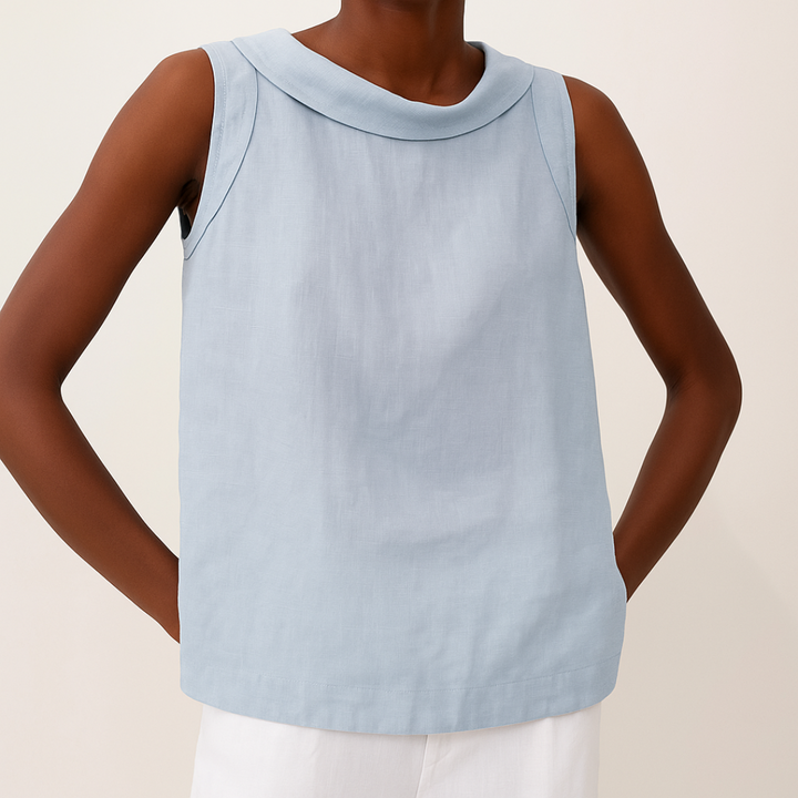 Maria Sleeveless Roll Collar Top
