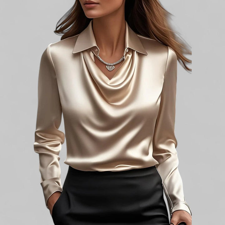 Serelise Satin Cowl Neck Long Sleeve Blouse
