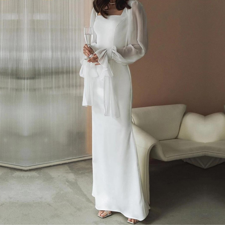 Long Evening Gown with Square Neckline