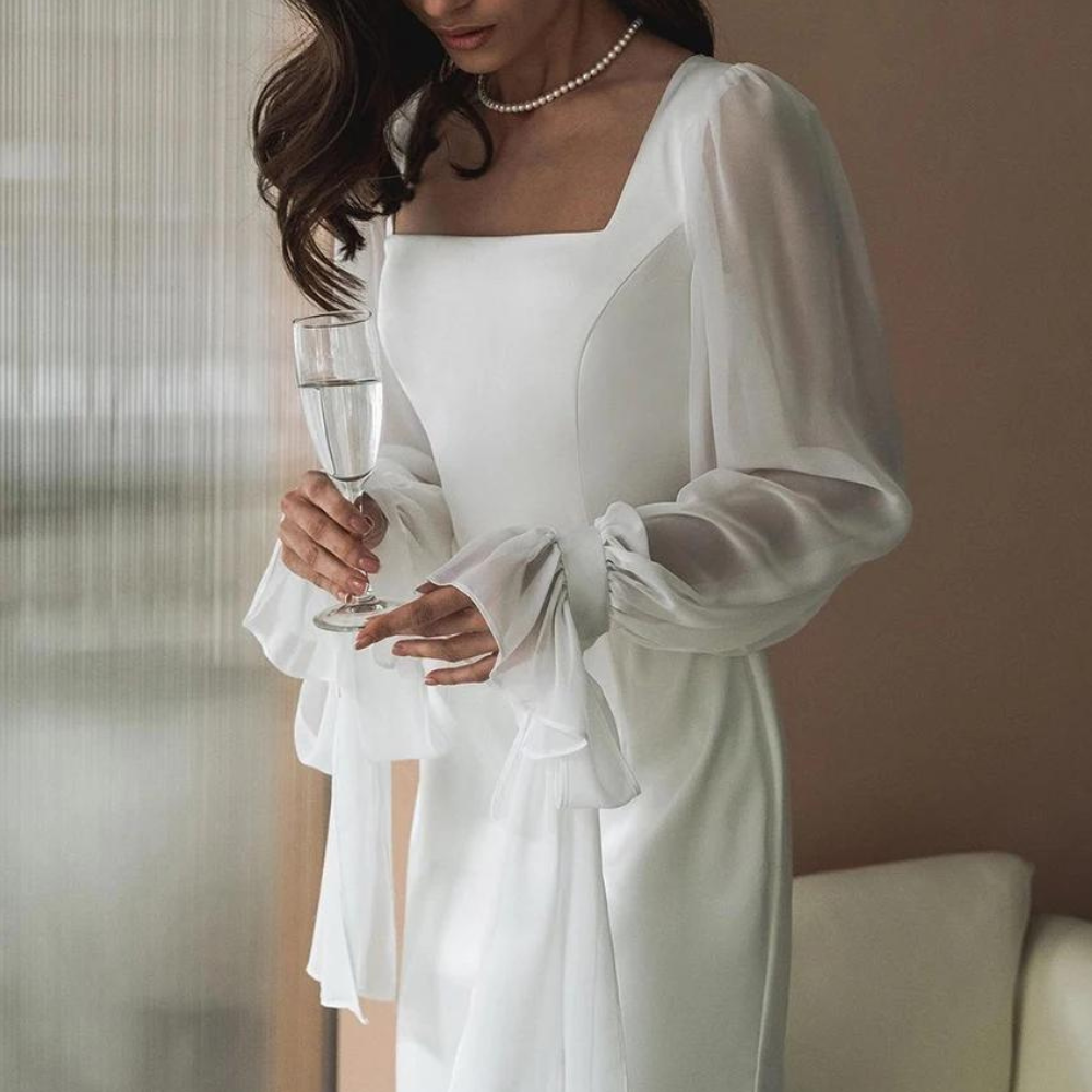 Long Evening Gown with Square Neckline