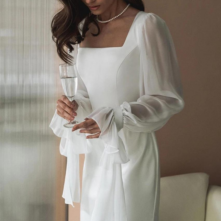Long Evening Gown with Square Neckline