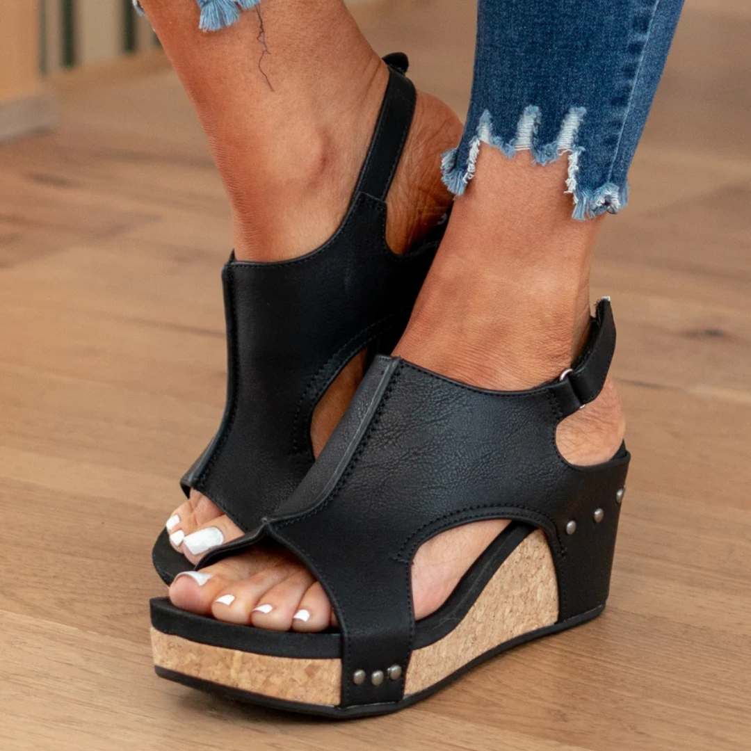 Linda Suede Wedge Sandals