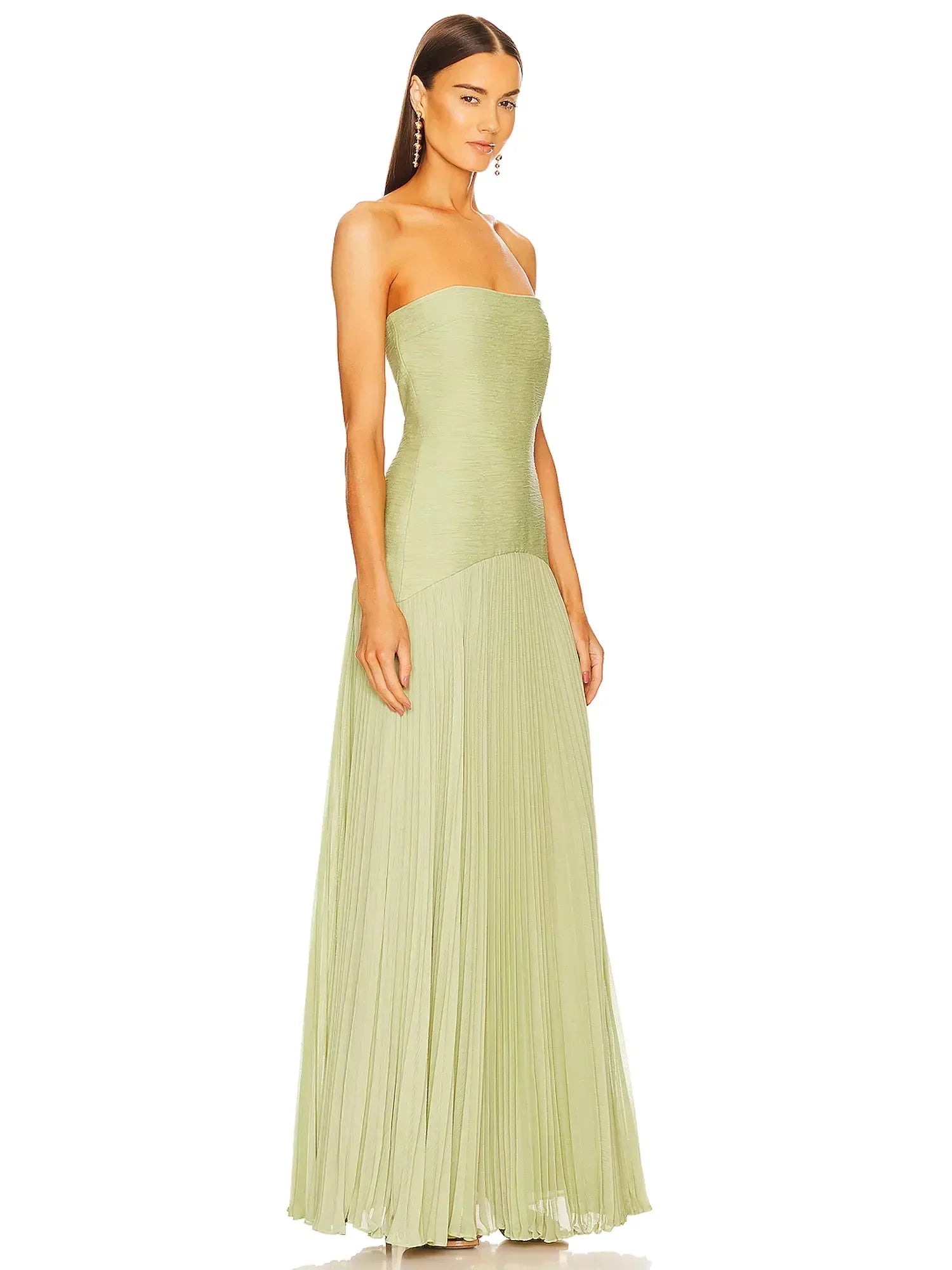 Sage Pleated Maxi Dress