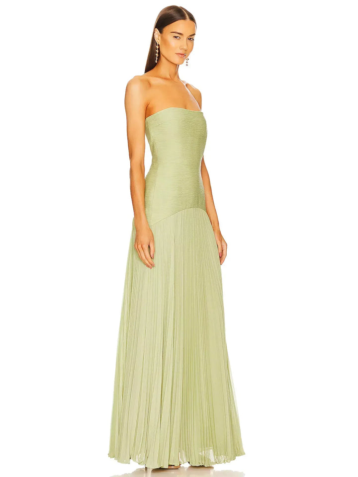 Sage Pleated Maxi Dress