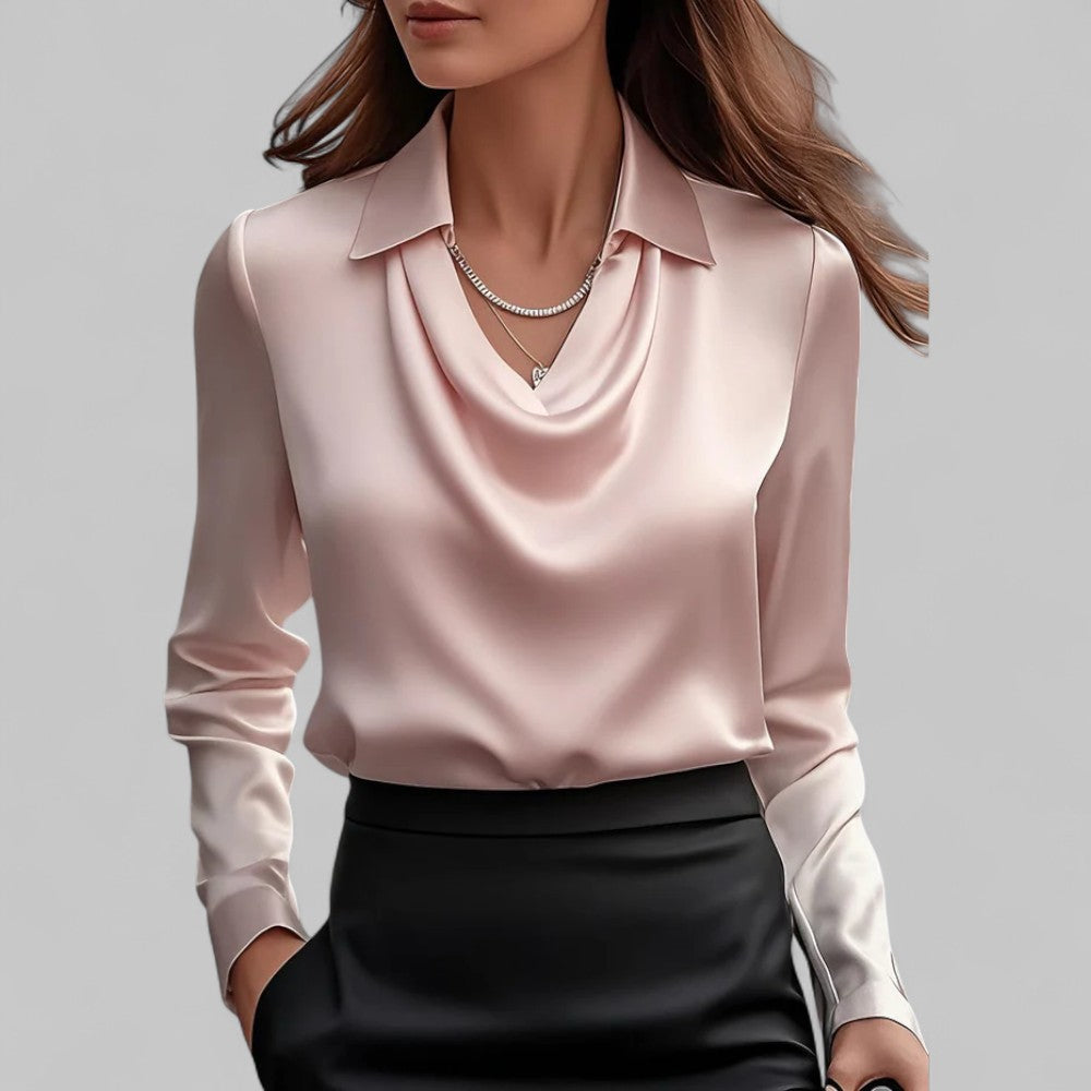 Serelise Satin Cowl Neck Long Sleeve Blouse