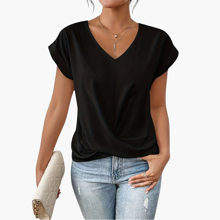 Amalia V Neck Twist Hem T Shirt