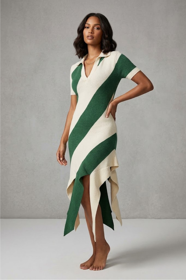 Mirella Contrast Knit Polo Dress