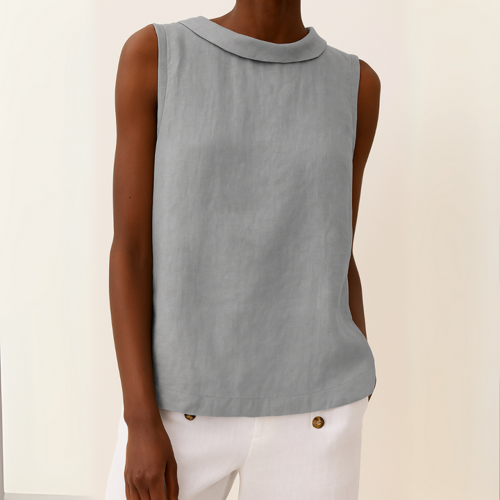 Maria Sleeveless Roll Collar Top