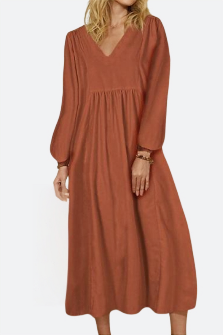 Autumn Smocked Midi Dress