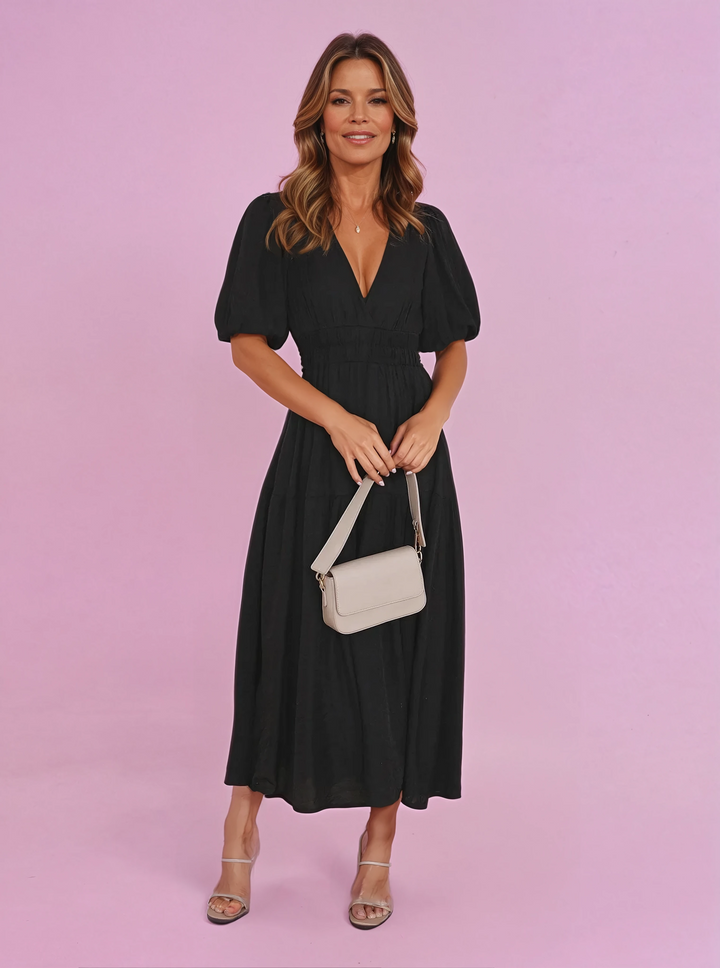Noelle Puff Midi Dress