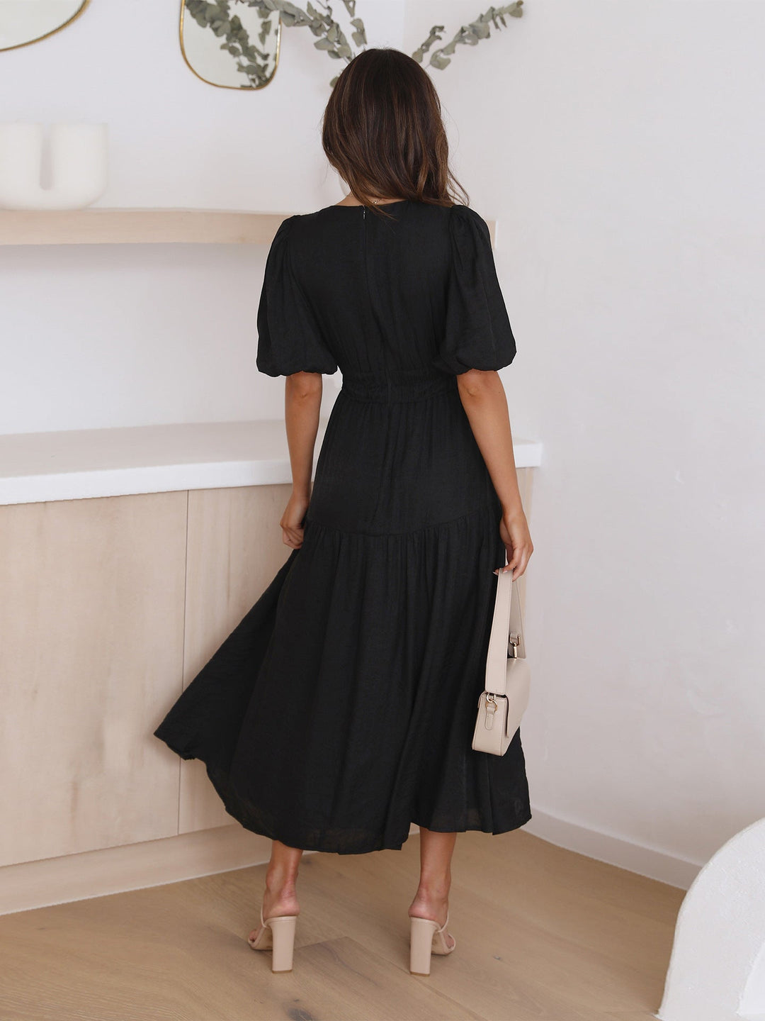 Noelle Puff Midi Dress