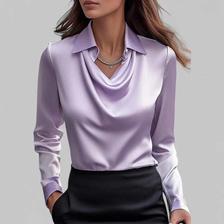 Serelise Satin Cowl Neck Long Sleeve Blouse