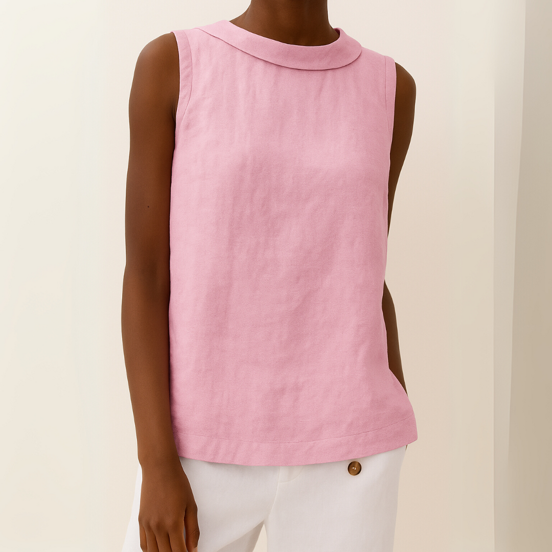 Maria Sleeveless Roll Collar Top
