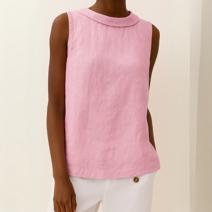 Maria Sleeveless Roll Collar Top