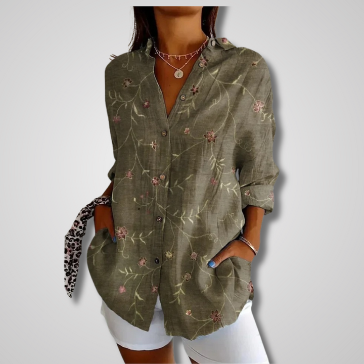 Isolde Vintage Print Relaxed Summer Shirt