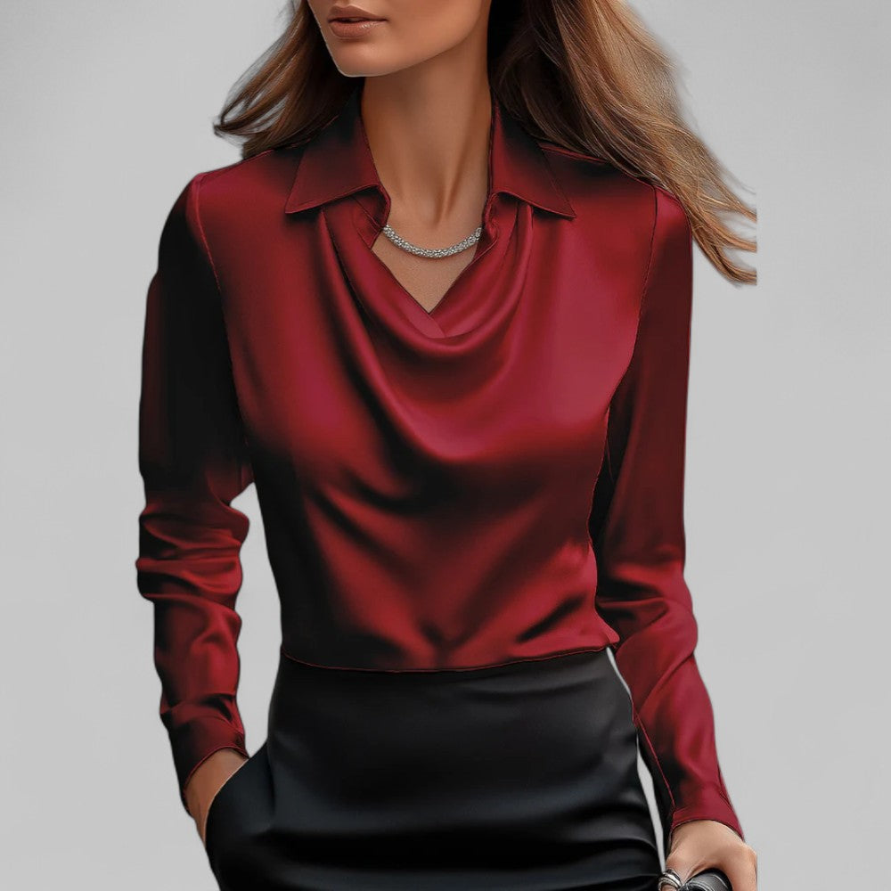 Serelise Satin Cowl Neck Long Sleeve Blouse