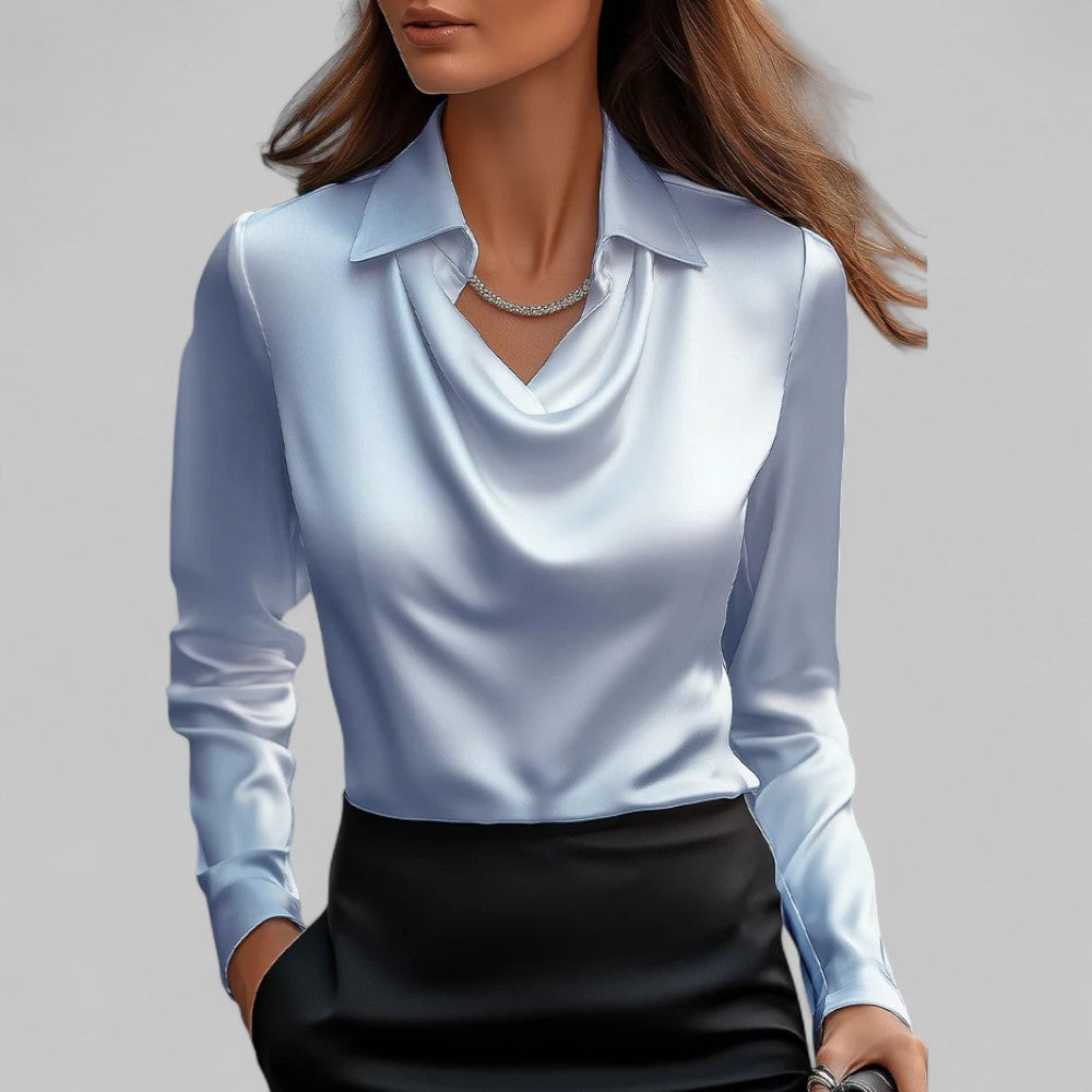 Serelise Satin Cowl Neck Long Sleeve Blouse
