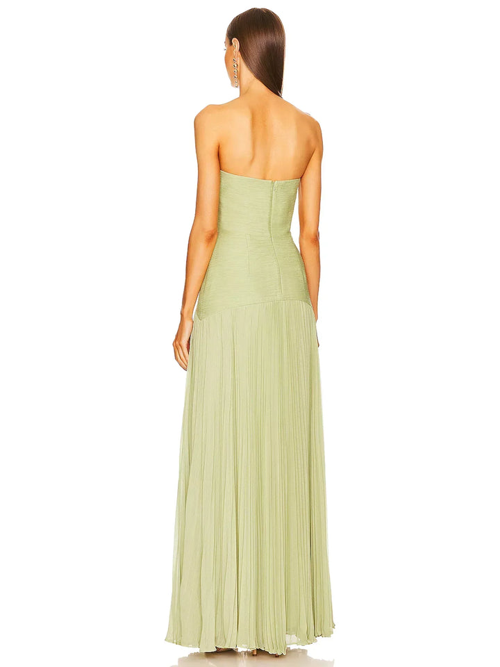 Sage Pleated Maxi Dress