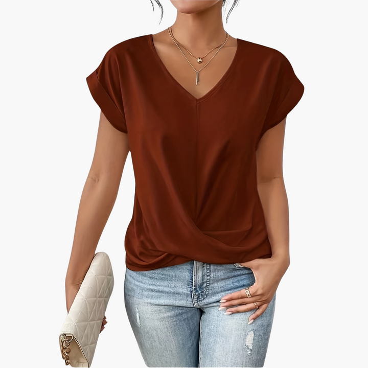 Amalia V Neck Twist Hem T Shirt
