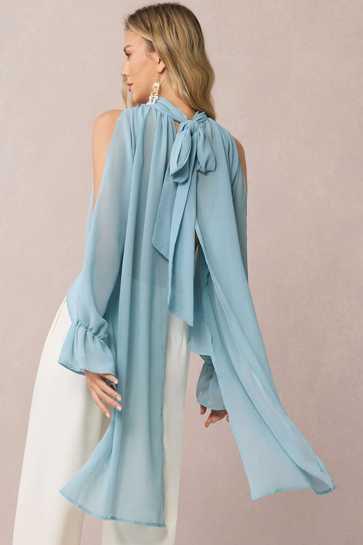 Elara Chiffon Halter Neck Cut Out Blouse