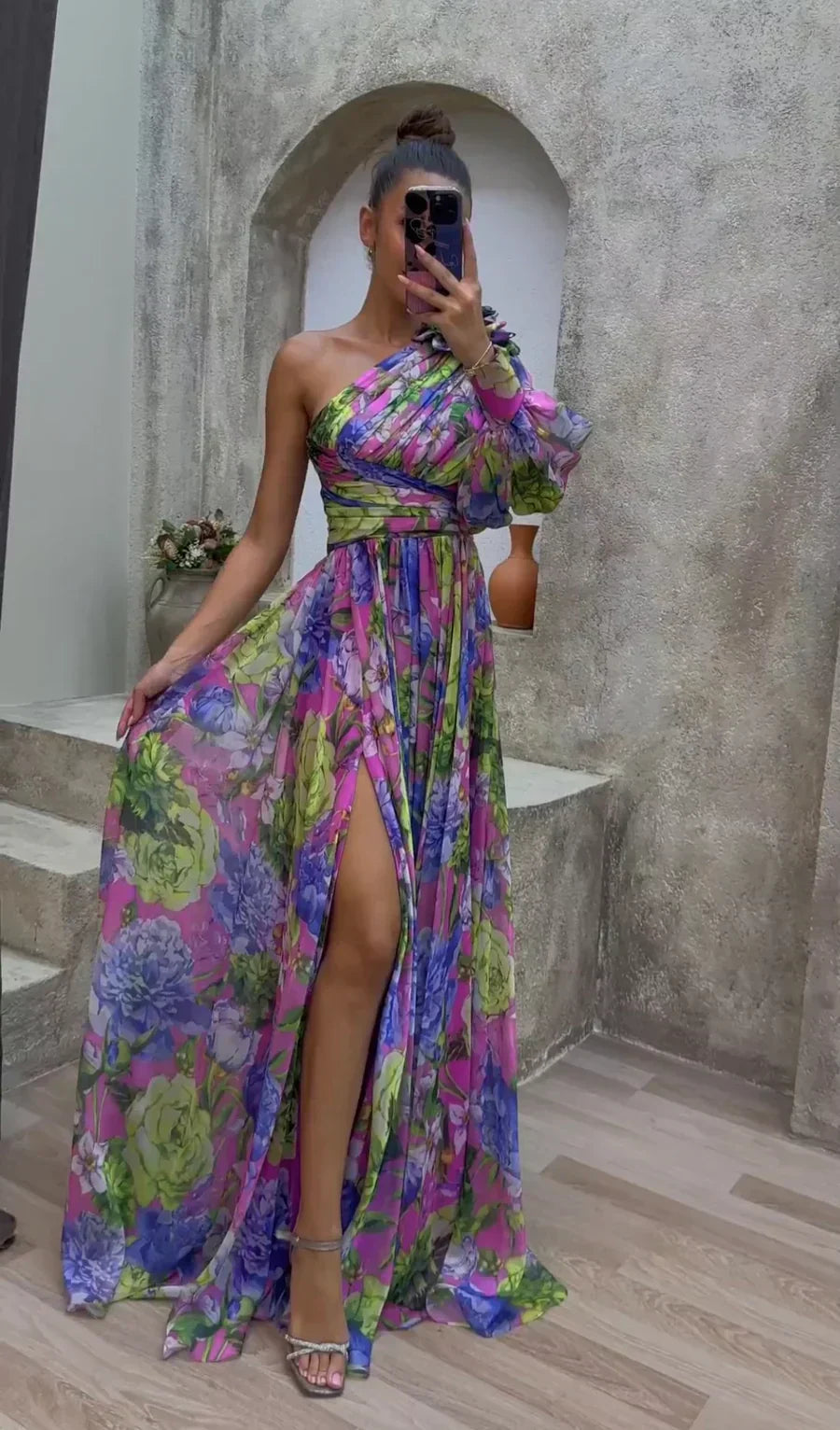 Isadora Elegant Flowy One-Shoulder Dress for Summer Events