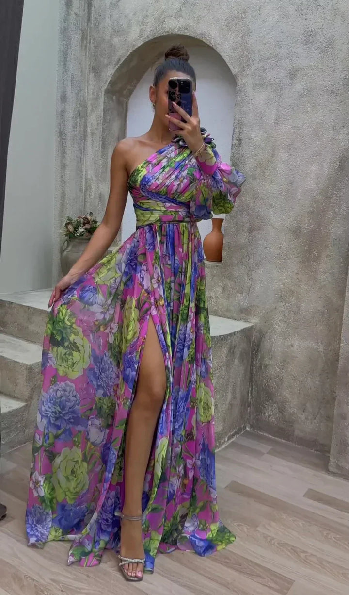 Isadora Elegant Flowy One-Shoulder Dress for Summer Events