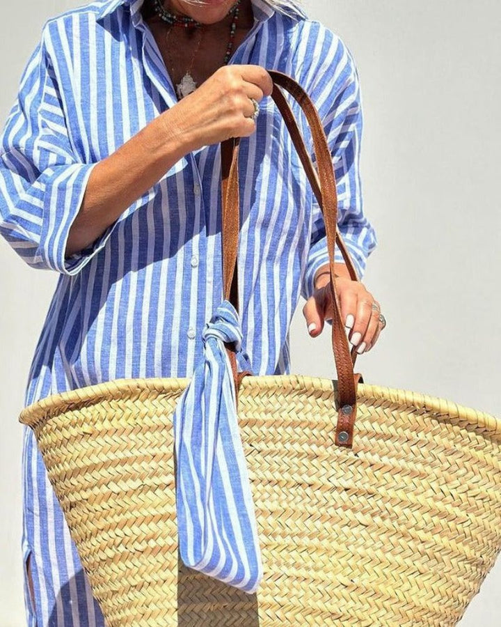Calista Striped Button Shirt Dress