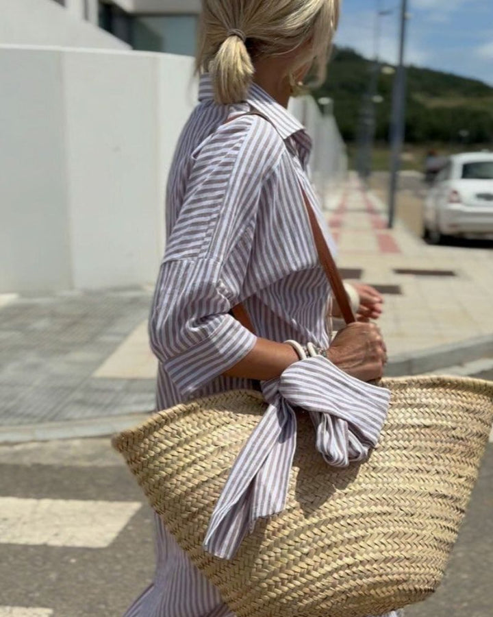Calista Striped Button Shirt Dress