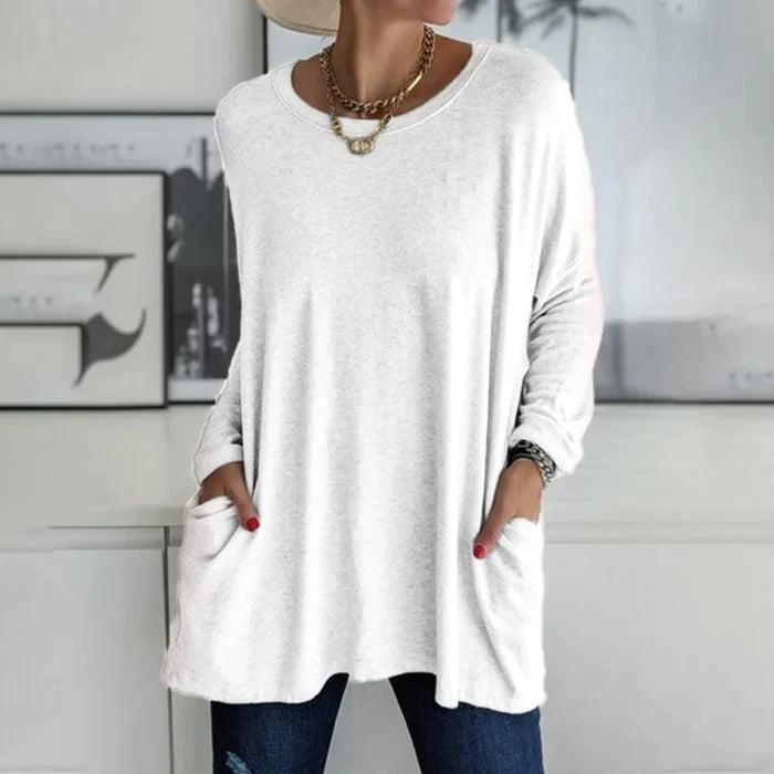 Maristelle Loose Fit Long Sleeve Tunic Top