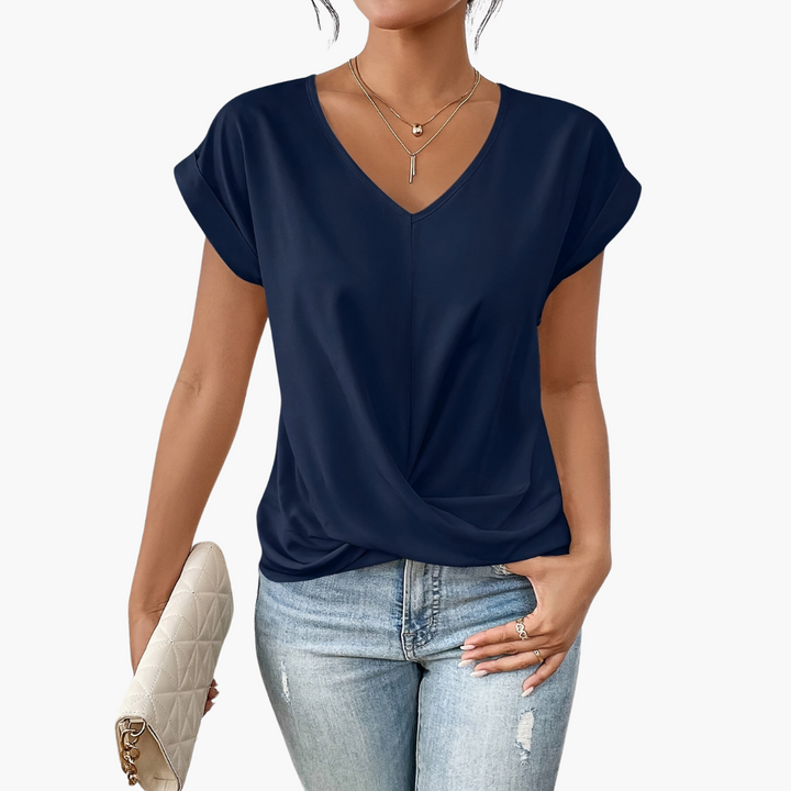 Amalia V Neck Twist Hem T Shirt