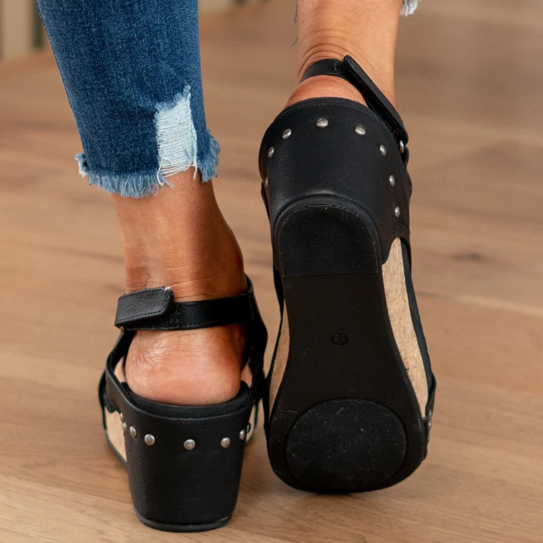 Linda Suede Wedge Sandals