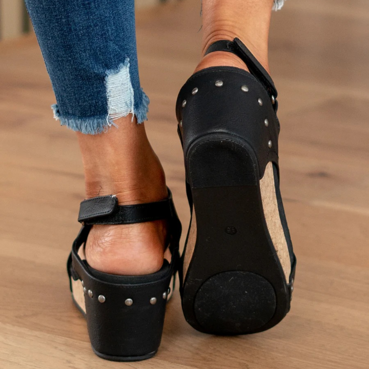 Linda Suede Wedge Sandals