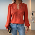 Elowira Lace Detail V Neck Blouse
