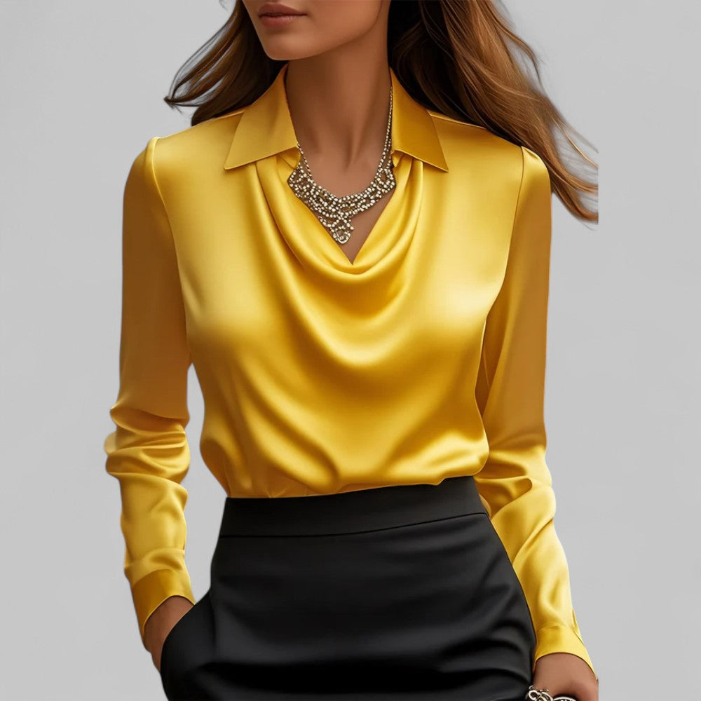 Serelise Satin Cowl Neck Long Sleeve Blouse