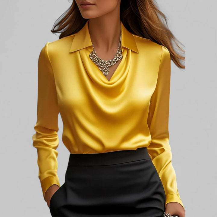 Serelise Satin Cowl Neck Long Sleeve Blouse