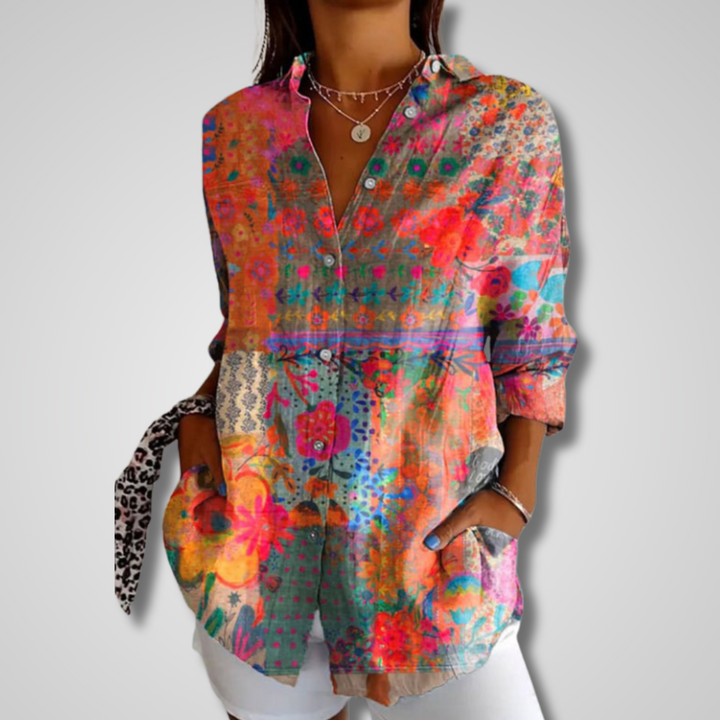 Isolde Vintage Print Relaxed Summer Shirt