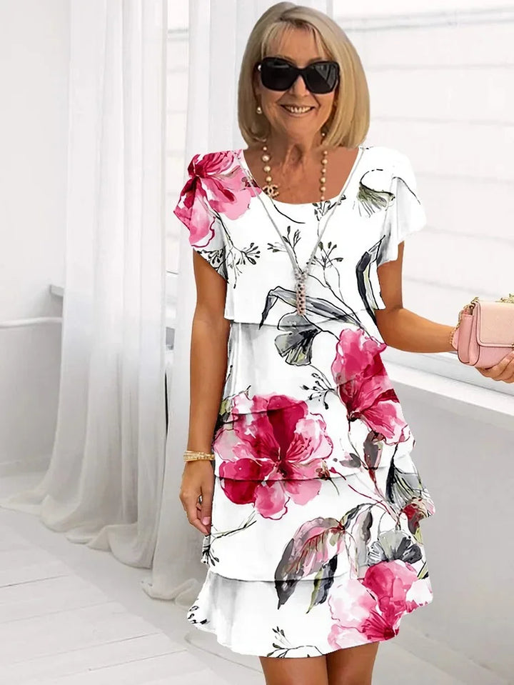 Mia Ruffled Floral Pleated Dress