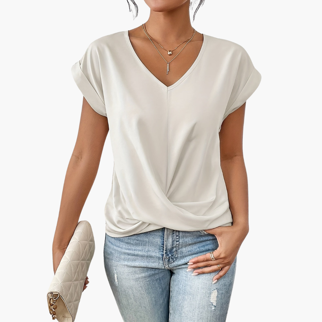 Amalia V Neck Twist Hem T Shirt